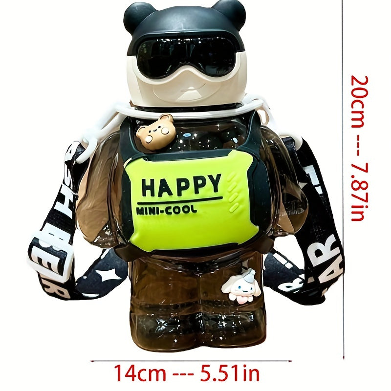 Large Capacity Bear Plastic Cup with Straw