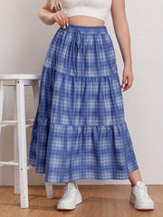 Ombre Houndstooth Print Maxi Skirt