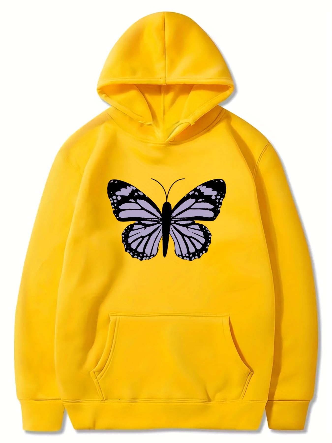 Girls Butterfly Print Hooded Sweatshirt