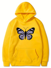 Girls Butterfly Print Hooded Sweatshirt