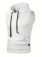 Men's Sleeveless Knit Hoodie Pullover Vest