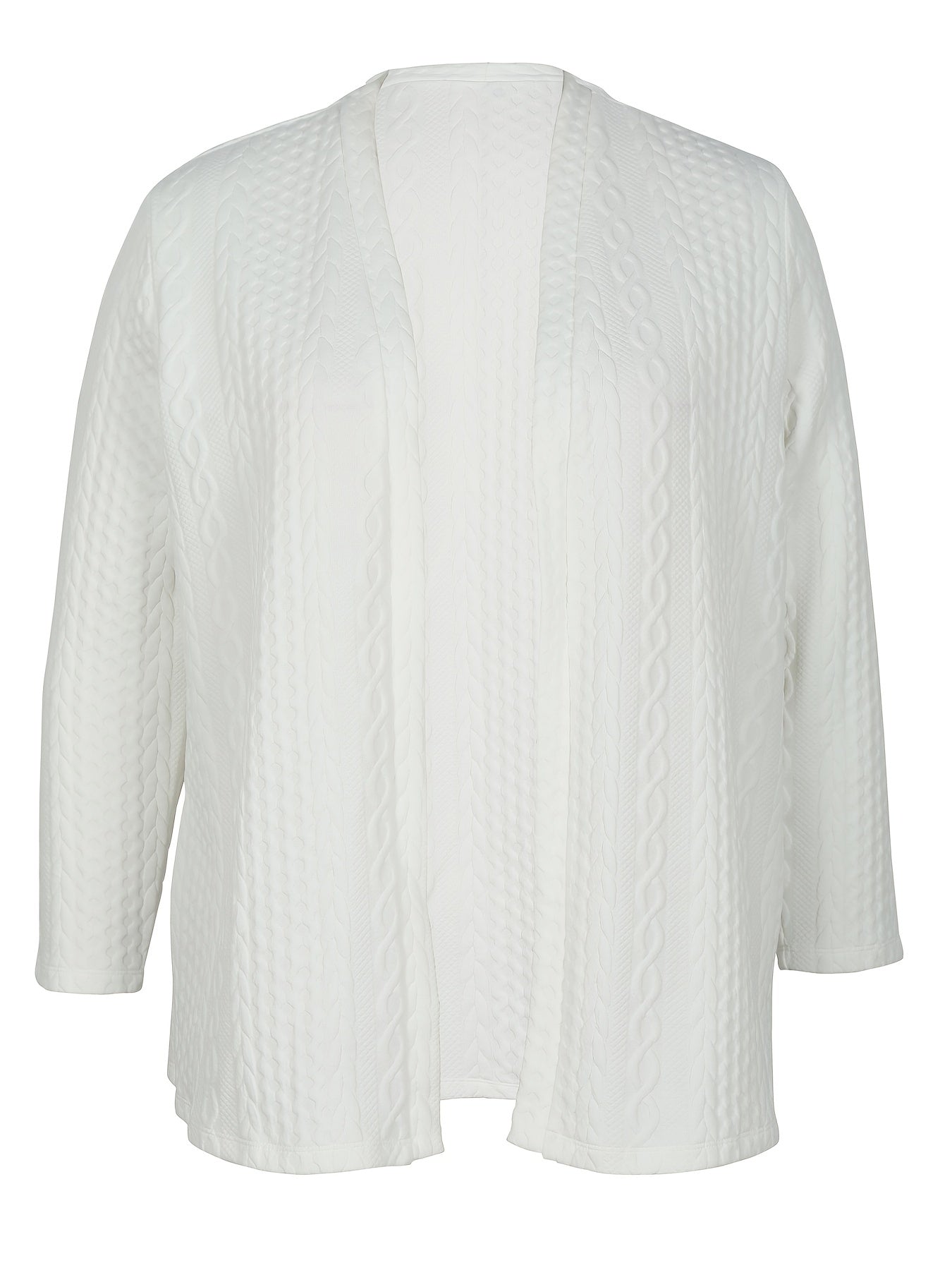 Solid Cable Knit Long Sleeve Open Front Warm Cardigan