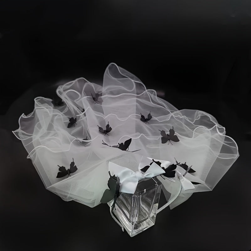 Butterfly Tulle Veil Ruffled Long Headpiece for Halloween Weddings