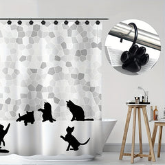 12pcs Cat Paw Print Shower Curtain Hook Bathroom Accessories