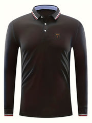 Men's 7 Print Polo Shirt Casual Long Sleeve Shirt For Outdoor