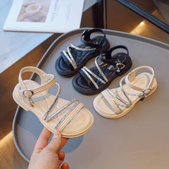 Girls Slip On Sandals Kids Casual Dress Up Shoes