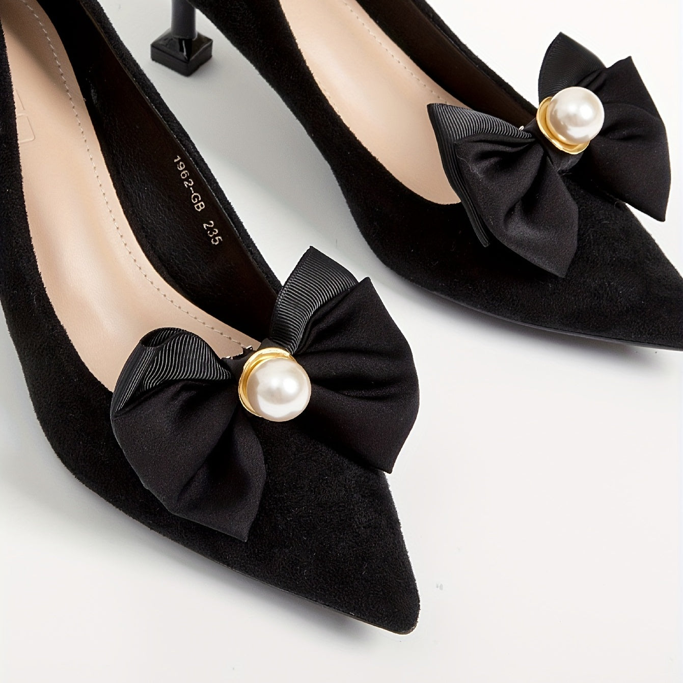 2pcs Faux Pearl Bowknot Shoe Clips For Wedding High Heels