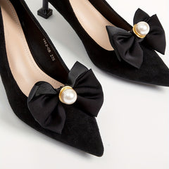 2pcs Faux Pearl Bowknot Shoe Clips For Wedding High Heels