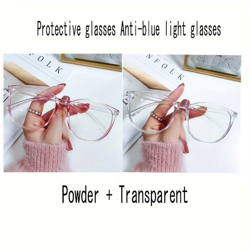 2Pairs Oversized Round Frame Gaming Glasses Women