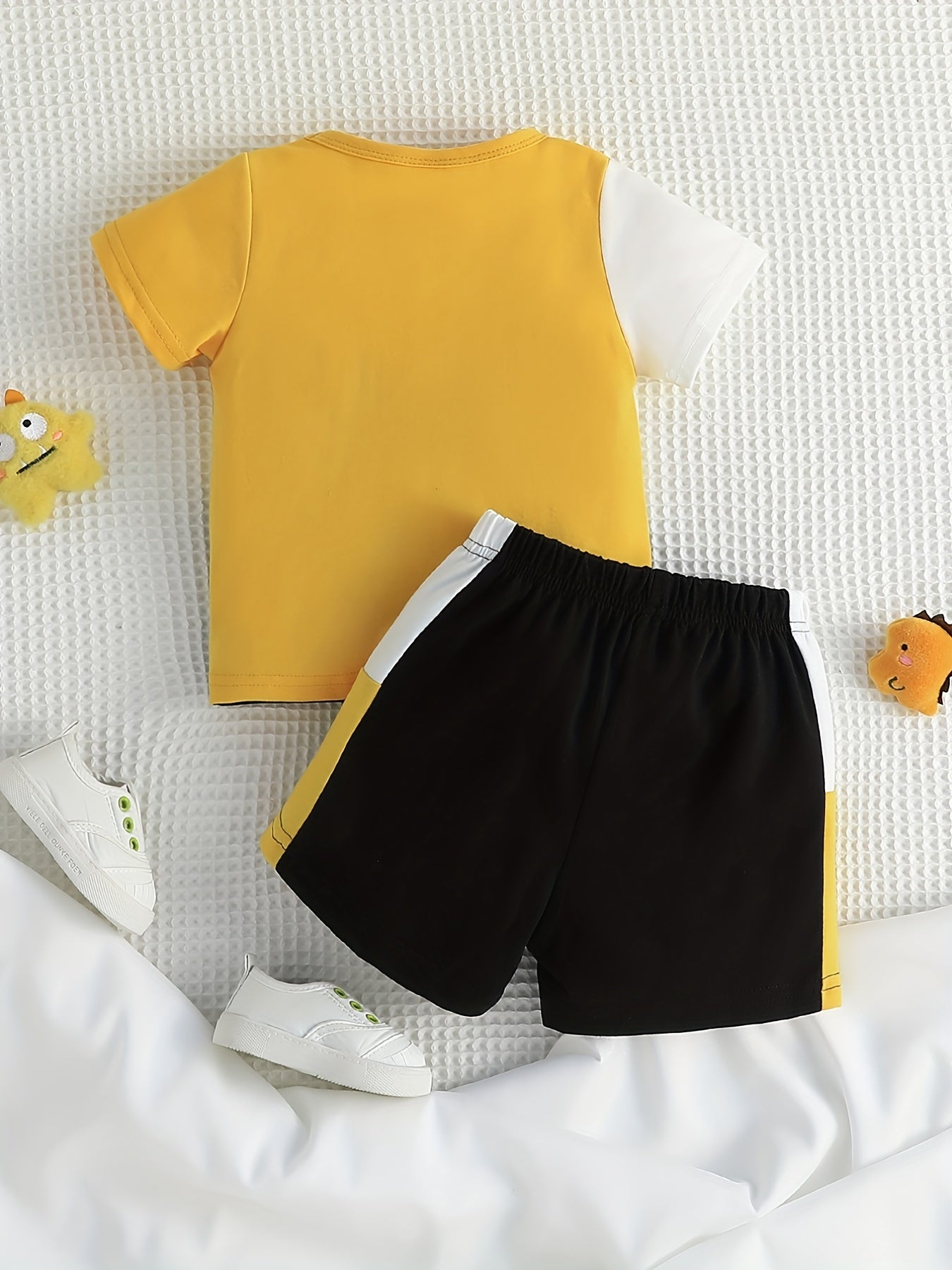 2pcs Baby Boys Casual Block T shirt & Shorts Set For Summer