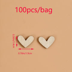100pcs Wooden Peach Heart Shaped Desktop Decoration Wedding Art Craft
