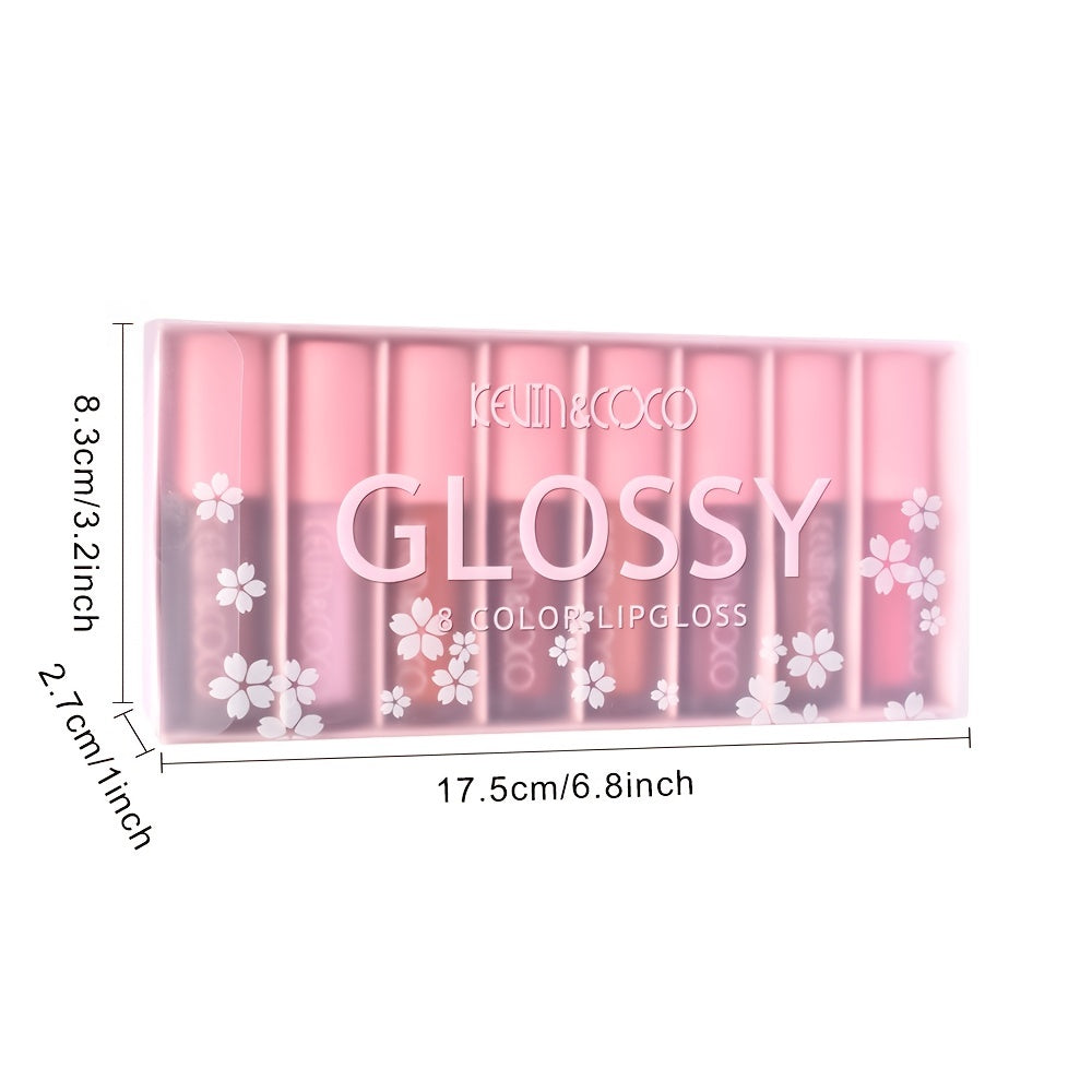 8 Pcs Metallic Glitter Lip Gloss Shining Non stick Cup