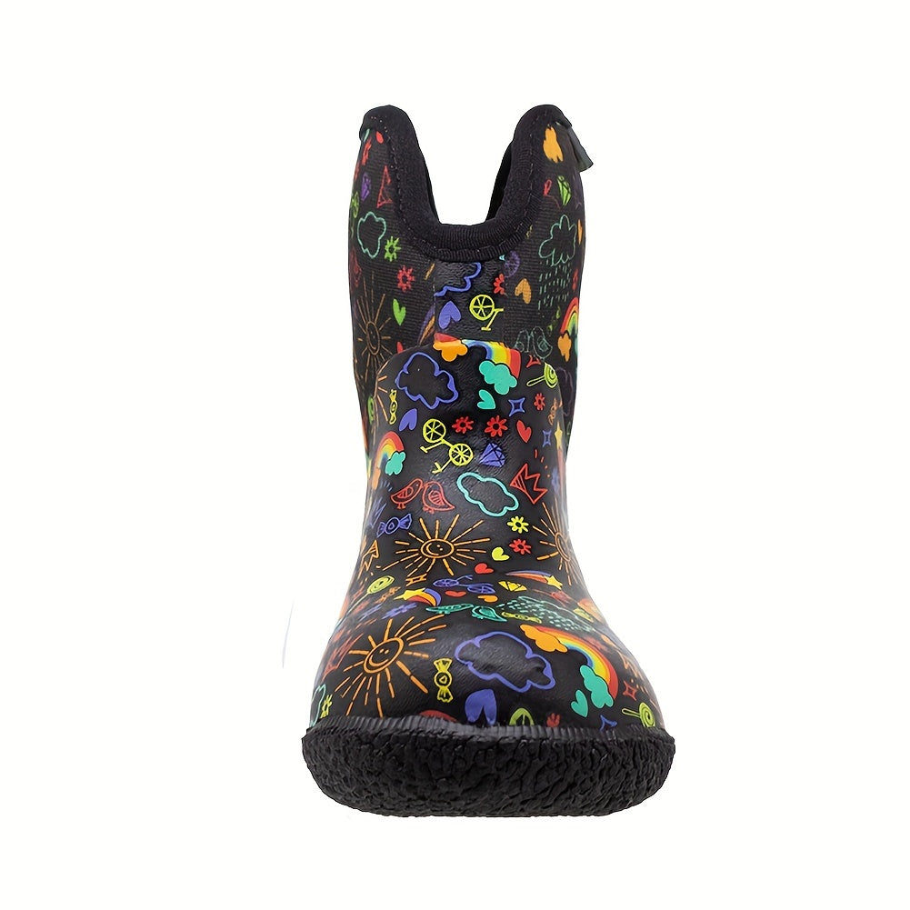 Fleece Rain Boots for Baby Boys Lightweight Waterproof Non Slip Rain Boots