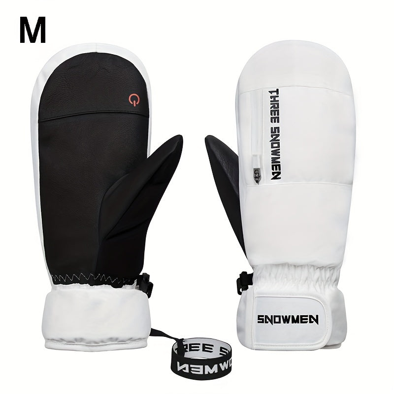 Men's Waterproof Winter Skiing Gloves Touch Screen Thick Warm Zipper Gloves