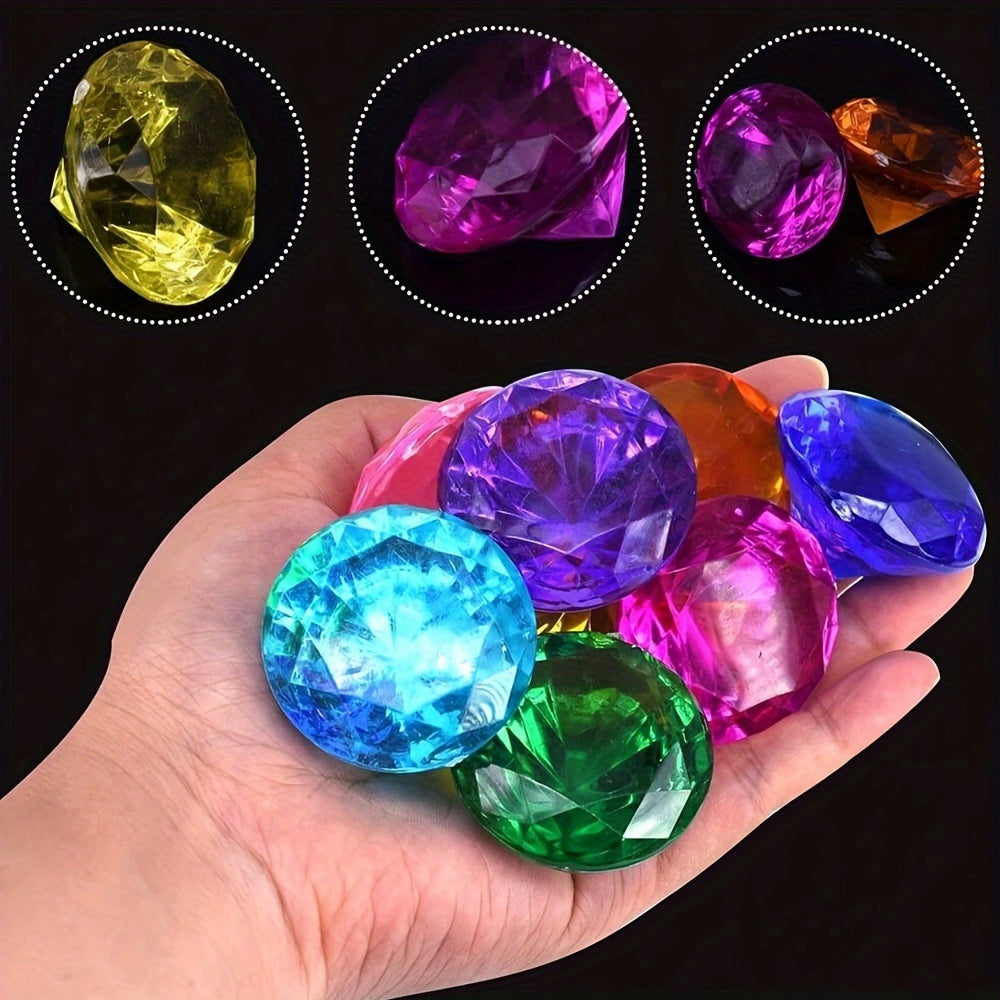 8pcs Large Acrylic Diamond Gems in Multiple Colors for Holidays and Events