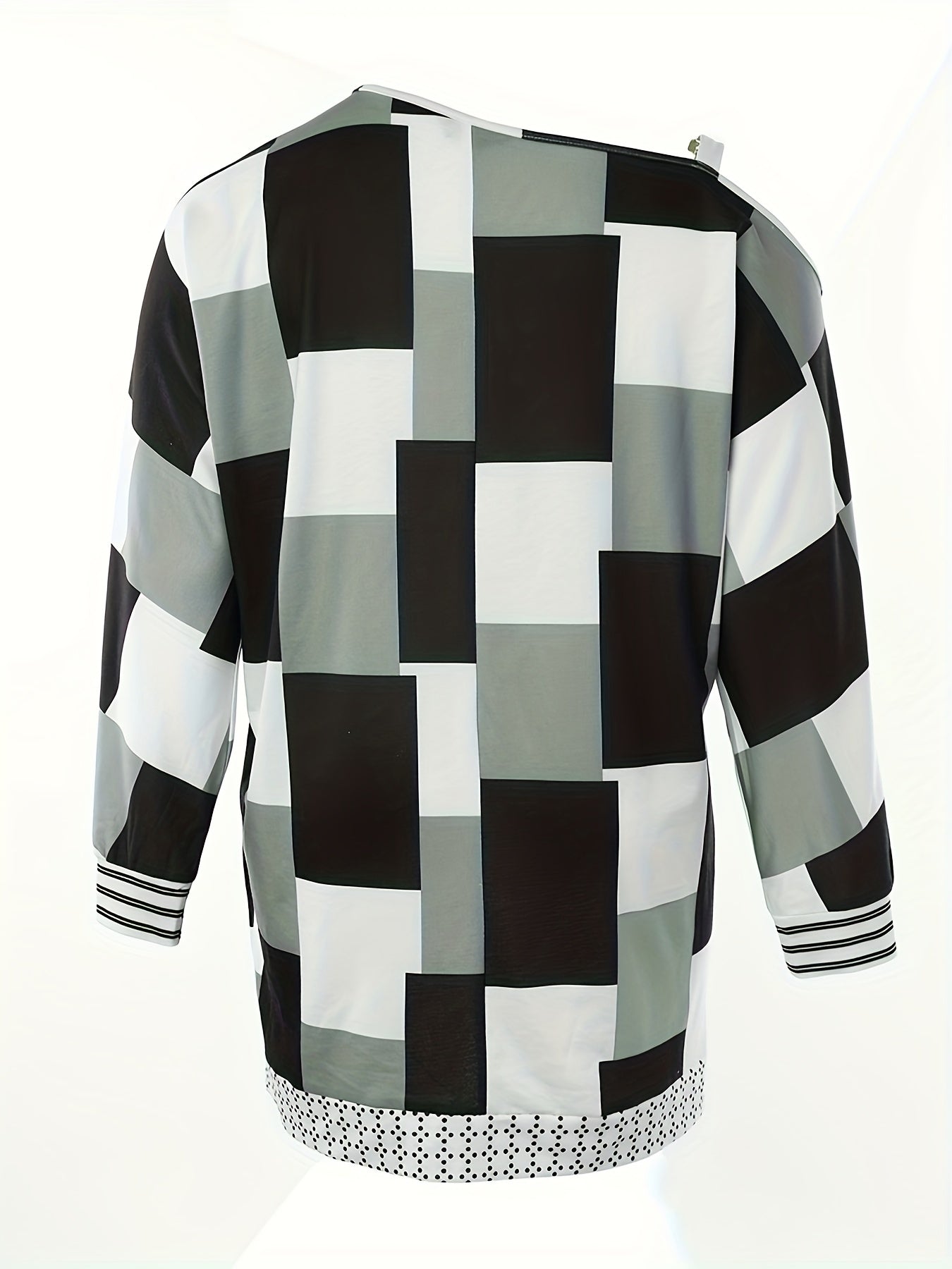 Colorblock Geometric Print One Shoulder Dress