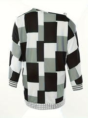 Colorblock Geometric Print One Shoulder Dress