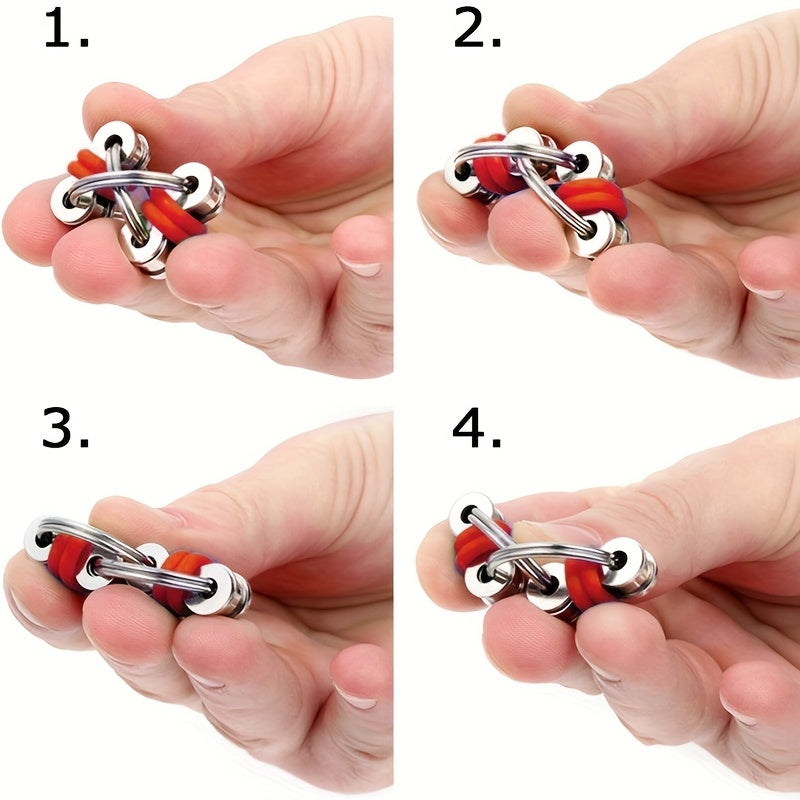 Metal Fidget Spinner Toy with Twisted Chain and Golden Rotating