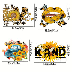 4pcs Yellow Sunflower Iron-On Patches DIY T-shirt Backpack