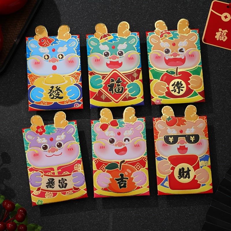 6pcs Year Of The Dragon Red Packet Lucky Money Envelopes