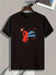 Ribbon Pattern Print Men's Comfy Sports T shirt