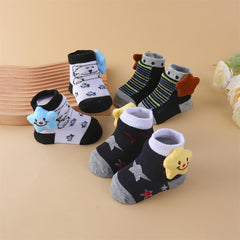 3 Pairs Baby Boys Cartoon Animal Floor Socks