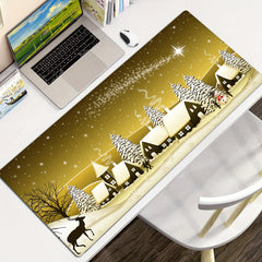 Christmas Dark Yellow Sky Stars Cartoon Mouse Pad