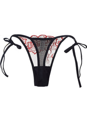 6pcs Lace Mesh Thongs Sheer Lace Up Panties Women's Lingerie