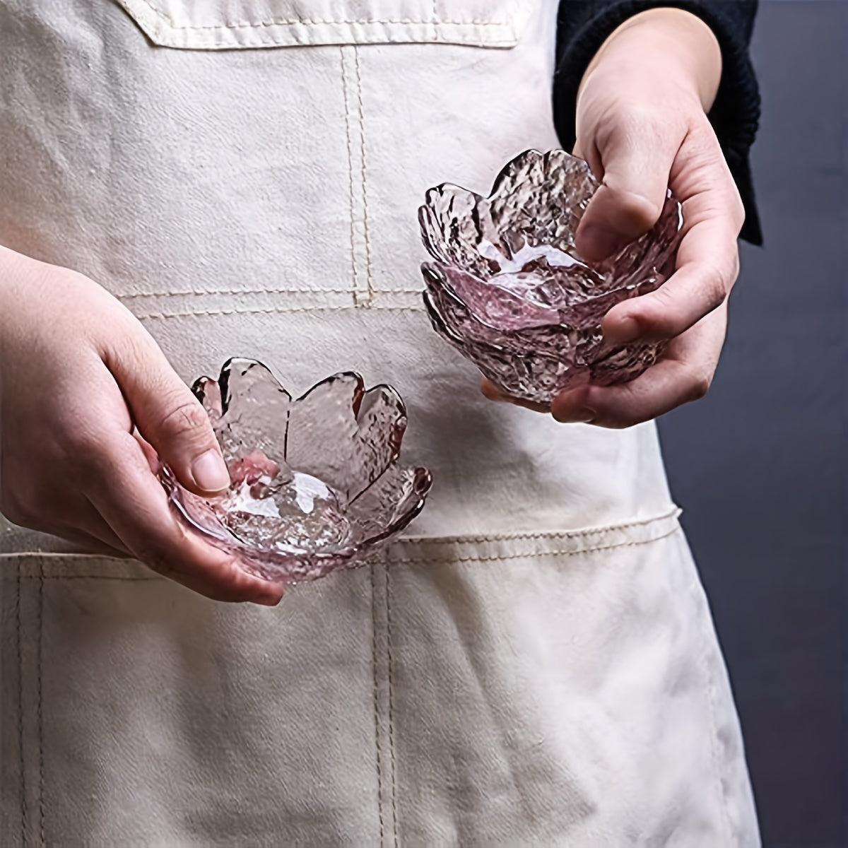 4pcs Dessert Dishes Fruit Bowl Cherry Blossoms Dish Glass Seasoning Dish