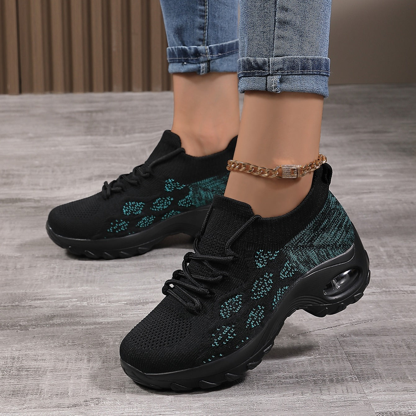Women's Knit Socks Sneakers Lace Up Arch Support Running Shoes