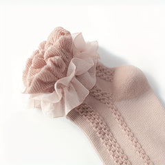Mesh Trim Short Crew Socks for Baby Girls