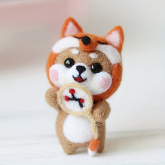 Light Brown Shiba Inu Fox Wool Felt Needlework Supplies