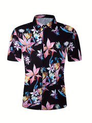 Men's Floral Pattern Lapel Short Sleeve Hawaii Shirt