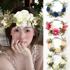 Forest Bridal Headpiece Floral Wreath for Beach Vacation Style Hair Accessory