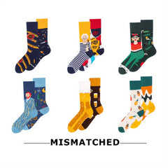 Asymmetrical Pattern Funny Socks Novelty Crew Socks For Men Women