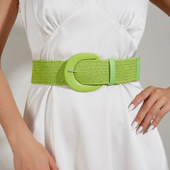 Wide Straw Belt Bohemian Braided Waist Y2K Elastic Dress Girdle
