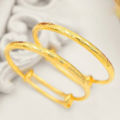 2pcs Baby Plated Adjustable Bangle Bracelet for Boys & Girls