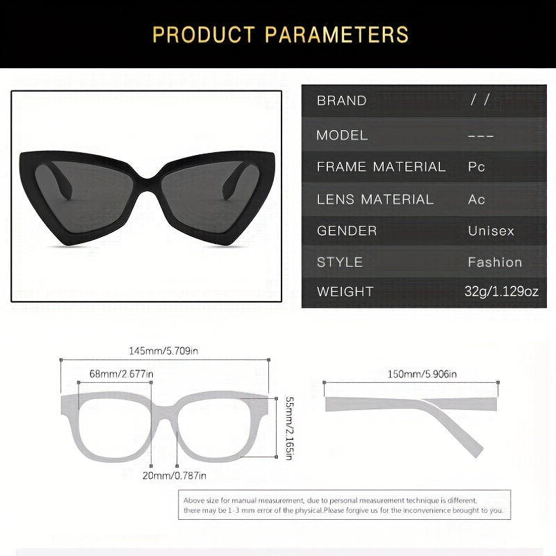 Y2K Triangle Cat Eye Sunglasses UV400 Sun Shades