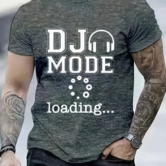 DJ MODE Pattern Print Men's Short Sleeve Comfy T-shirt Graphic Tee