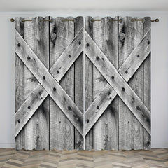 2pcs 3D Wooden Door Polyester Fabric for Home Decor
