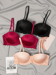 3pcs Lace Balconette Bras Push Up Bra Women's Lingerie