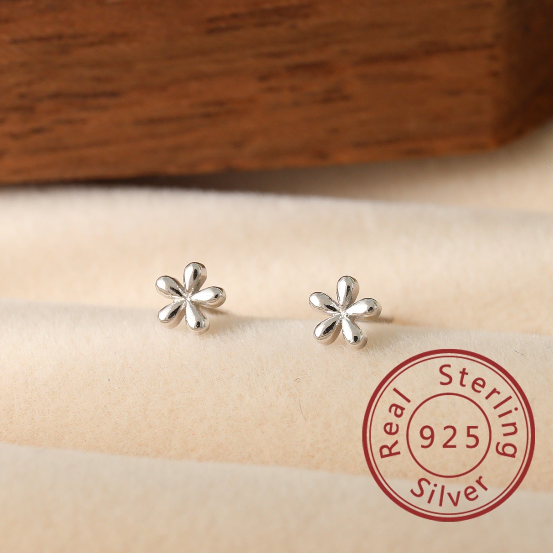 925 Silver Flower Stud Earrings for Teen Girls