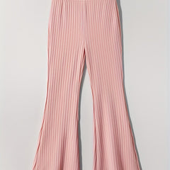 Girls Ribbed Knit Flare Leg Pants High Waist Kids Spring Summer Clothes