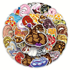 50pcs Colorful Snake Cartoon Series Stickers for Phone Laptop Helmet Skateboard