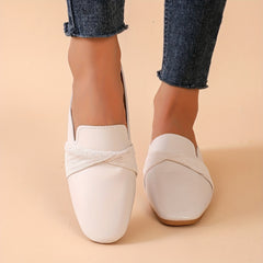 Women's Square Toe Flat Mules Slip On Loafers