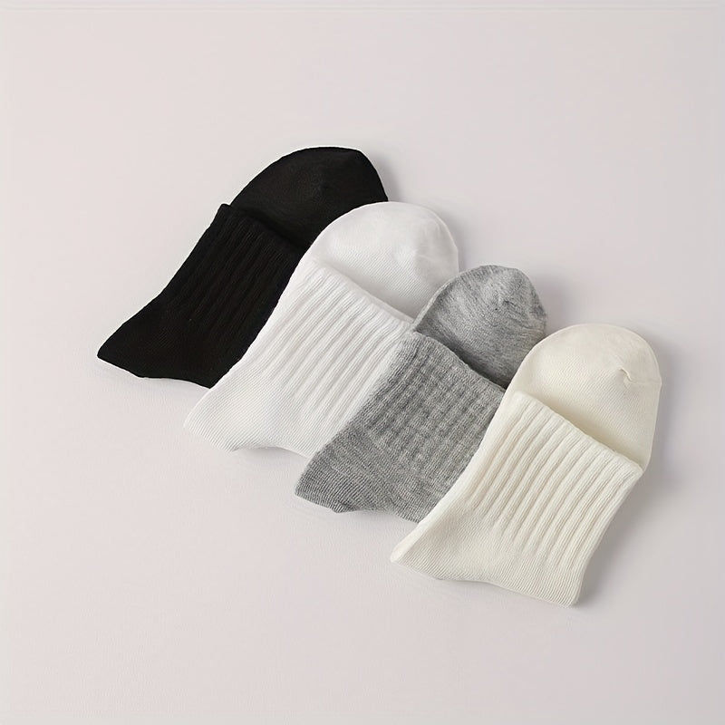 4 Pairs Solid Socks Women's Comfy & Breathable Stockings