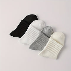 4 Pairs Solid Socks Women's Comfy & Breathable Stockings