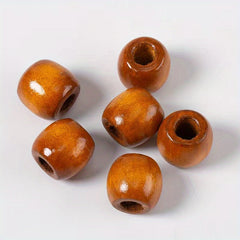 Large Hole Barrel Wooden European Loose Beads 6pc