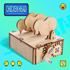 Wooden Chicken Pecking Rice Puzzle Toy with Linkage Gear Shake Handle