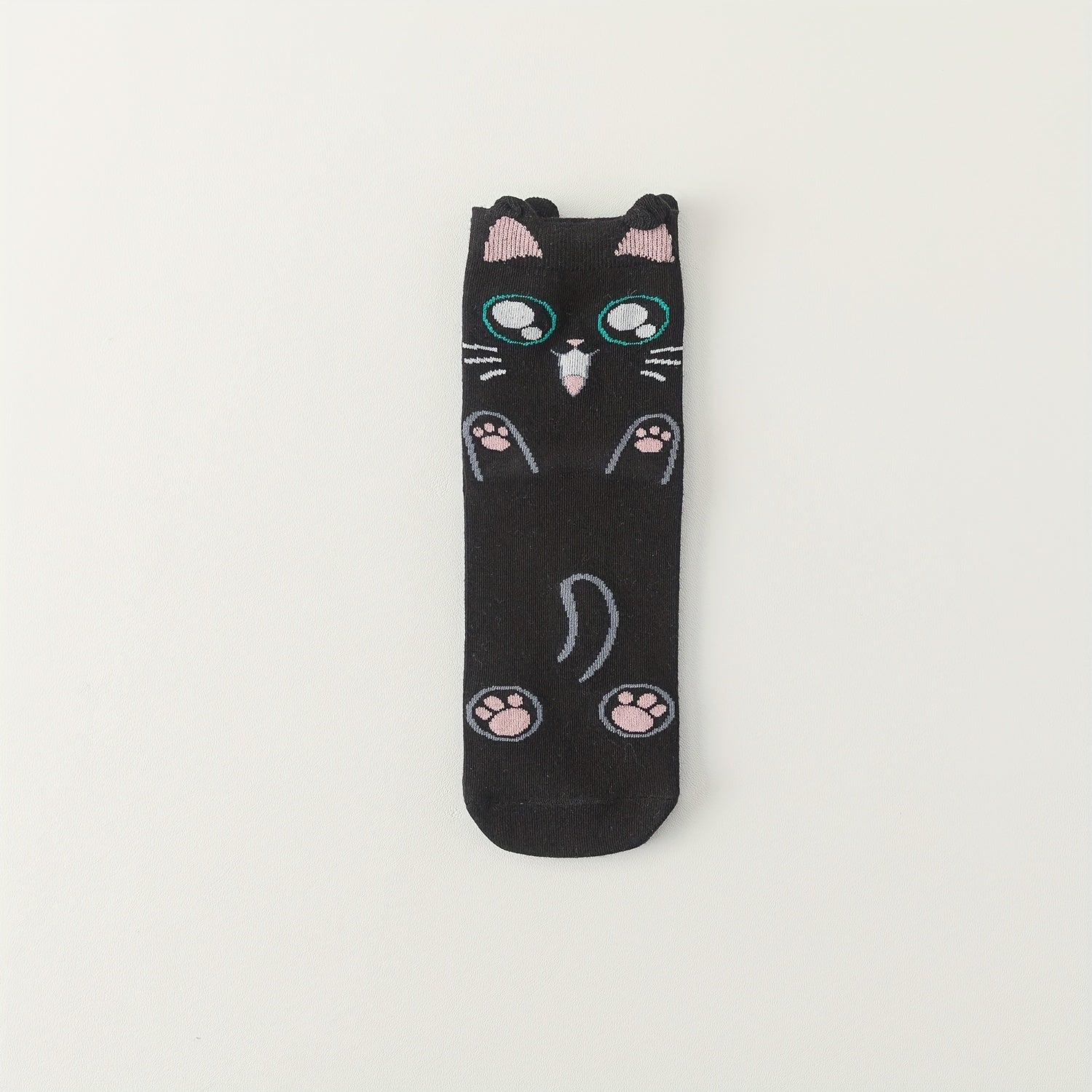 5 Pairs Cat Print Socks Lightweight Women's Stockings & Hosiery